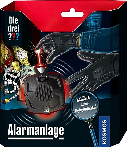 Die drei ??? Alarmanlage von KOSMOS, mit Bewegungssensor und Erschütterungsmelder, Detektiv Set, Agenten Ausrüstung, Spielzeug für Kinder ab 8 Jahre, Schwarz