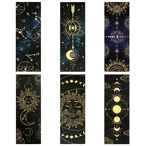 Honoson 18 Stück Astrologie Lesezeichen Set Ästhetische Galaxie Lesezeichen Stern Sonne Mond Doppelseitige Papier Buchmarker Ozean Seiten Markierungen Geschenke für Lesen Buchliebhaber (Astrologie)