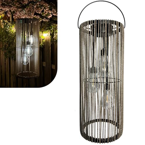 Gadgy Solarlanterne für Außen Rattan Optik - Hängend oder Tischlampe - Solarlampen für Außen – Deko Solarleuchte Terrasse Balkon Outdoor – Gartendeko LED Tischleuchte