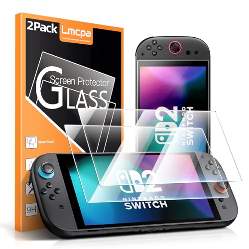 Lmcpa [2 Stück] kompatibel mit 2025 Nintendo Switch 2 Displayschutzfolie, Gehärtetes Glas Einfache Installation/Anti-Kratzer/Hochauflösend/9H Härte für 2025 Nintendo Switch 2 Version