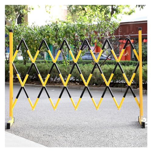 Erweiterbarer industrieller Sicherheits-Fahrtszaun, tragbar, für den Außenbereich, für Garagenbau, flexibel, zusammenklappbar, mobile Verkehrsbarrikade (schwarz + gelb, 100 x 120 cm)