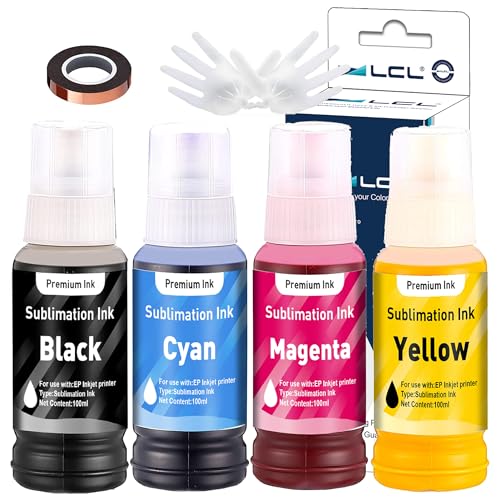 LCL 400 ml Sublimationstinte Nachfüllpackung kompatibel für Epson EcoTank et 1810 2810 2820 2850 2830 2815 4810 Drucker ET-3700 for Heat Transfer Mug,Tumbler,T-Shirts(Autofill/UV-Schutz/Unnötig ICC)