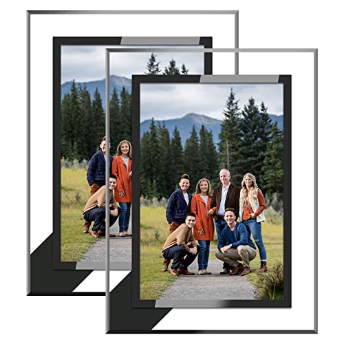 ASelected A4 Bilderrahmen 2 Stück Bilderrahmen Glas Bilderrahmen Freistehend und Wandmontage für Familienfotos Zertifikate Heimdekoration Silber