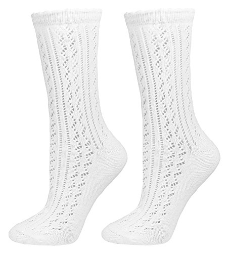 Trachten Strümpfe für Damen im Häkellook - Weiß Gr. 39-42