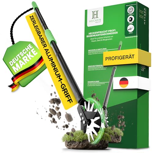 Heckenpracht® Profi Rasenkantenschneider mit höhenverstellbaren ergonomischen Stiel | Kantenschneider für perfekte Rasenkanten & müheloses Arbeiten | Rasenkantentrimmer mit patentiertem Design
