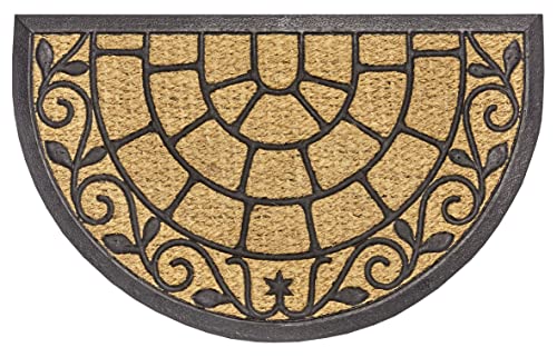 Hanse Home Kokos Fußmatte für Innen und Außen 45x75cm – Fussmatte Halbrund Kokosmatte Outdoor Schmutzfangmatte Kokosfaser Gummi Wetterfest, rutschfest für Eingangsbereich & Außenbereich – Natur