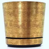 KERD Blumentopf 32 cm, Antikes Gold (014), dekorativ, hochwertig, aus recyceltem Material, mit Drainagesystem, mit Untersetzer, handbeklebt, Vintage, stilvoll, rustikal, klassisches Interieur, Retro