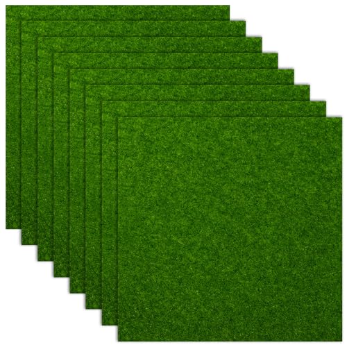 8 Stück Kunstrasen Teppich 15 X 15 cm Kunstrasen Outdoor Rasen Teppich Kunstrasenmatten Balkon Miniatur Ornament Zum Basteln Deko Mini Garten Kunstrasen Verzierung Moos DIY Dekorationen