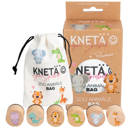 KNETÄ Holzstempel Set *ZOO ANIMÄLS* Geschenkidee für Kinder I Knetwerkzeug I Knete Zubehör