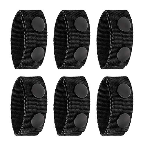 EMSea Taktisches Gürtelhalter-Set aus Nylon, mit doppelten Druckknöpfen, langlebig, rostfrei, maschinenwaschbar, für 5,7 - 5,7 cm Gürtel, Schwarz, 6 Stück