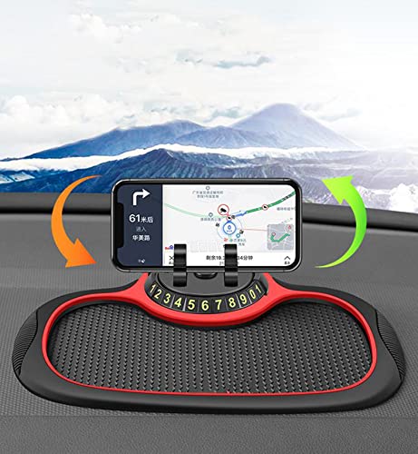 Handyhalterung Auto，Non-Slip Multifunktionales Telefonpad，Handyablage Armaturenbrett，Antirutschmatte，360 Grad Drehbare Autschfeste Telefonhalterung Für Autos Rutschfestes Telefonpad Dashboard (Rot)