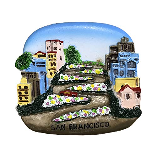 Lombard Street San Francisco USA 3D-Kühlschrankmagnet Reiseaufkleber Souvenirs Sammlung, Heim- und Küchendekoration, USA Kühlschrankmagnet aus China