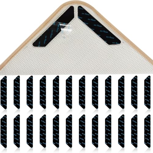 WEHOOM Teppich Stopper rutschfest, 24 Stück Teppich Antirutsch Pads, Teppich Ecken Fixieren, Wiederverwendbar Antirutsch Teppich, Waschbar Teppichstopper Antirutschpads Geeignet für Böden Teppiche