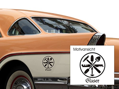 Glaser, KFZ-Aufkleber, Autoaufkleber, Innungszeichen, Beruf, Handwerk, Innung, Glas, Glaserei (M090 Silber, 240 mm x 200 mm)