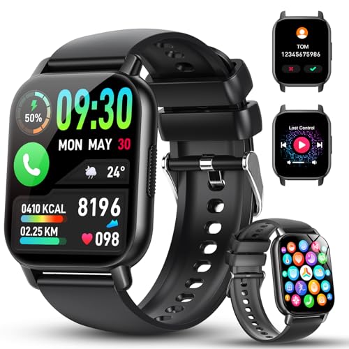 Smartwatch Damen Herren mit Telefonfunktion, 1.85'' Zoll HD Smart Watch, 112+ Sportmodi Sportuhr mit Pulsuhr/Schlafmonitor, IP68 Wasserdicht Fitnessuhr mit Information Erinnerung für iOS Android