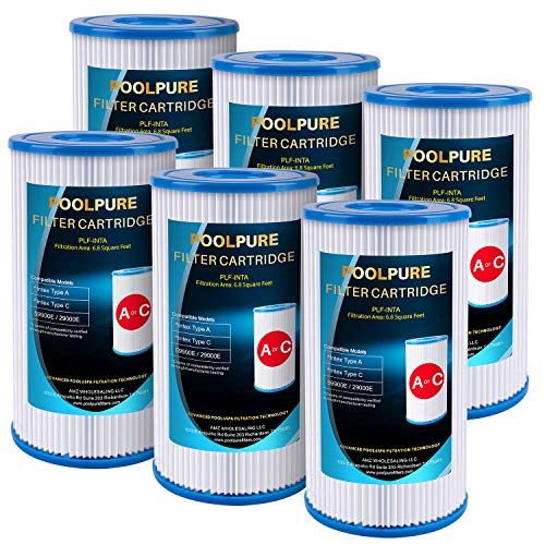 POOLPURE Filter für Typ A oder C, kompatibel mit Intex 29000E/59900E, Easy Set Poolfilter, Sommerausflüge oder Sommerwellen oberirdischen Pools, 6 Stück