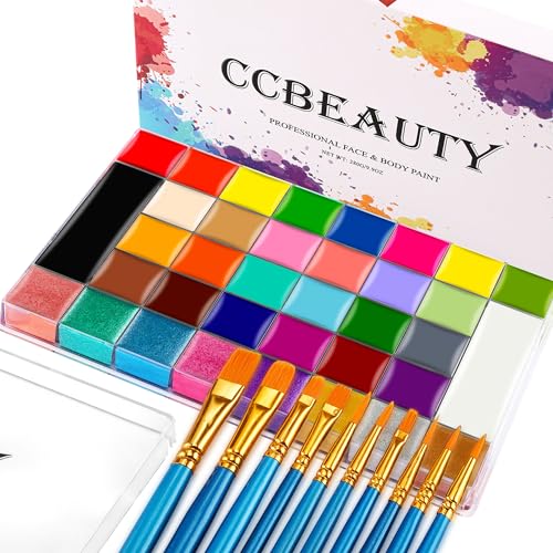 CCbeauty Bodypainting 36 Farben Face Paint Professional Theaterschminke Ölbasierte ungiftige Make-Up-Palette Halloween Körperkunst Party Schminke