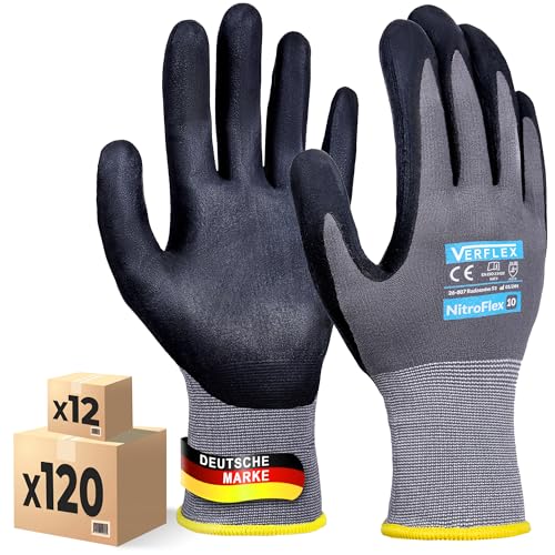 MK-Glove Arbeitshandschuhe Herren aus Nylongewirke (3 Paar) - Präzise und Angenehme Schutzhandschuhe - Robust Montagehandschuhe aus Atmungsaktiv Maschenware - Grau - 9-L