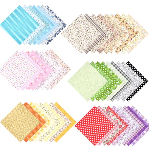 50 Stück Stoffe zum Nähen, 20 x 20 cm Patchwork Fabric, Baumwolle Stoffreste, Bedruckter Stoffpakete, Bunt Muster Baumwollstoff, kinderstoffe zum nähen für Basteln Kleidung DIY