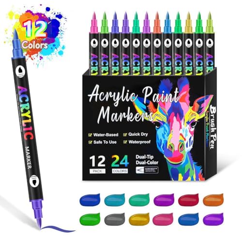 12/24/36 Stück Textmarker, Farbstifte, Doppelkopf, Doppelfarbe, Marker, Schreibwaren, Schulbedarf, Geschenke, Büro-Set, Kleidung, Pinsel, Punkte, Freitag, Nagel- und Nagelkleidung, Metallherstellung,