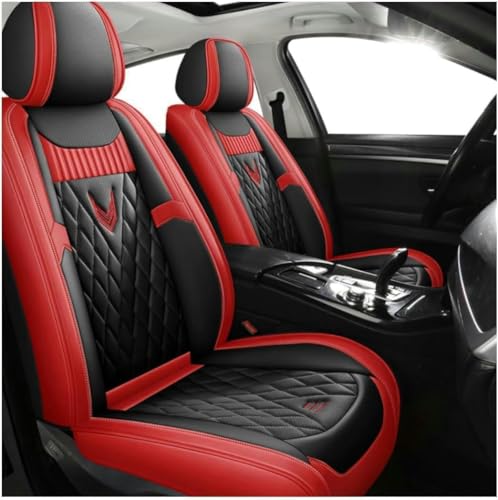 DENGFU Sitzbezüge Auto Autositzbezüge Universal Set für FIAT Abarth 500/Abarth 500C/Abarth 500 esseesse/Abarth 695/Abarth 695 Maserati Auto Zubehör,schwarz rot
