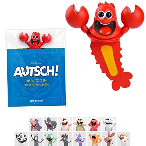 KXT Witzige 3D Lesezeichen - Original AUTSCH! Cartoon Tiere - Lustiges Geschenk für Kinder und Erwachsene (Hummer)