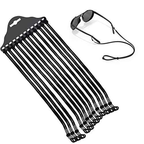PlandleLee 12 Stücke Brillenband, Glasses Chain, Brillenkette Nylon Brillenband Verstellbar Brillenbänder Brillenkette Schwarz mit Karabiner, Sonnenbrillen und Lesebrillen Kette, Sportbrillenband