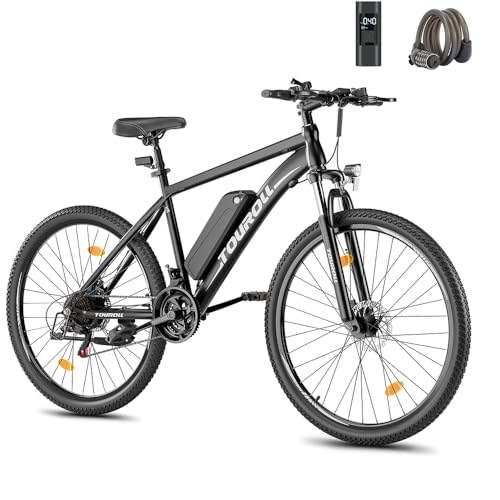 Touroll U1 E-Bikes, 26"/29" E Bike Herren Damen mit Abnehmbarer 36V 13Ah Akku, 250W Motor MTB, E-Mountainbike mit Profi 21-Gang, Elektrofahrrad Ausdauer 55-100KM, CST Off-Road-Reifen (26'')