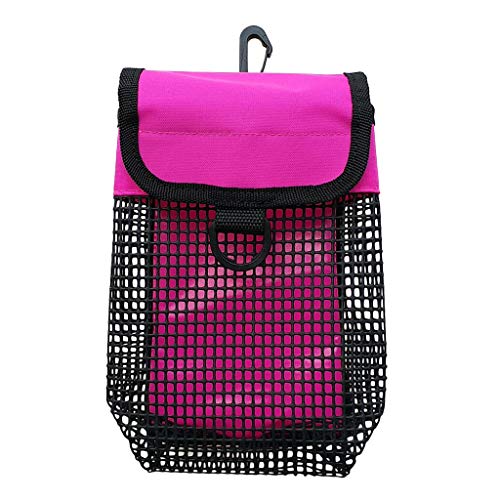 perfk Kleine Netztasche mit Haken Hüfttasche Gürte Tasche für Scuba Diving Reel Taucherboje Signalboje Markierungsboje Halter, Rosa