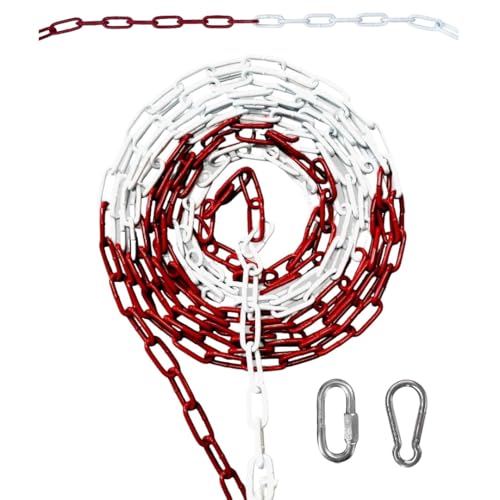 to do home Absperrkette/Stahlkette - 10m Rot/Weiß - 6mm Stärke - Stahl verzinkt - gute Sichtbarkeit - stabil & robust - Absperren von Flächen/Parkplätzen - Absperrung