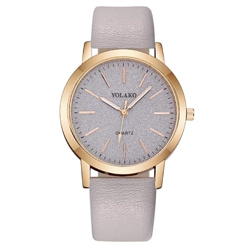 OFFCUP Damenuhr, Damen Analog Quarz Uhr mit Leder Armband, Uhren Damen Sternenhimmel Einfache Business Klassische Armbanduhr Lässig Quarzuhr Kleideruhr, 3 Zeiger, 39 mm Gehäusegröße -Lila