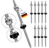 Stockschrauben M10 x 200 mm Stockschrauben PV Anlage (10er Pack) Edelstahl Höhenverstellbar Stockschraube Dübel für Photovoltaik Solarbefestigung auf Gebäudedächer Material: Edelstahl (SUS304)