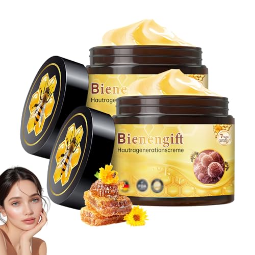 Bienengift Komplettcreme, 2PCS 60g*2 Bienengift Creme, Hautbehandlung Creme, Bienengiftsalbe, Bienengift Hautpflegecreme, Bienengiftcreme für alle Hauttypen und Glättet Die Haut