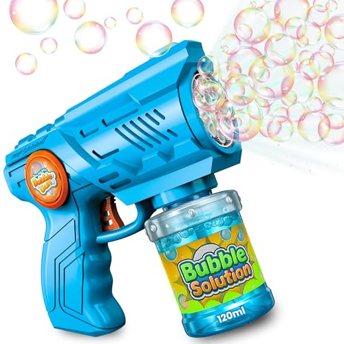 Blubbel Seifenblasenpistole, LED Seifenblasenmaschine, 120ml Seifenblasenflüssigkeit Tank, Seifenblasen Pistole, Blasen Kanone, Luftblasen Bazooka Bubble Gun, Geschenke für Kinder, Hochzeit