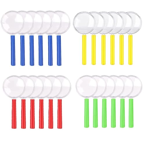 24 Stück Lupen Kinder Mini Lupe Kindergeburtstag Detektive Lupe Kinder Handlupefür Kinder aus Kunststoff Acryl Party, Kindergeburtstag Geschenk，Mini Kunststoff Handlupe für Kinder