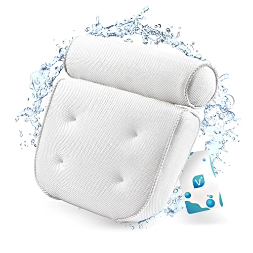 Vesta+ Badewannenkissen Weiß XXL mit Saugnäpfen, Badekissen Testsieger als Badewannenkissen Nacken & Nackenkissen Badewanne, Badekissen für Badewanne, Badewannen Kissen & Duschkissen Badewanne