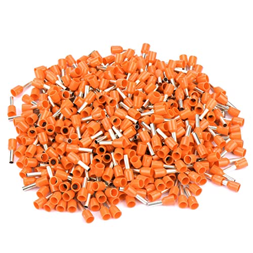 500pcs E2508 Klemmenröhrchen Kaltpresse -Kit -Kabel -Stecker -Kit für Geräte Maschinenleistung (Orange)