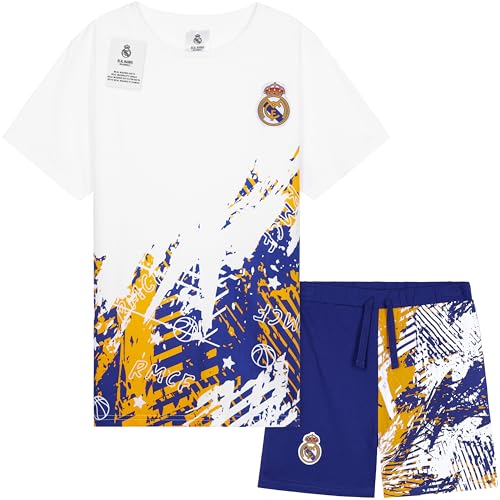 Get Trend Real Madrid CF Schlafanzug Kinder Jungen Teenager Sommer Pyjama Kurz Bequem Baumwolle Fußball Geschenke für Jungs (9-10 Jahre, Multi Real Madrid)