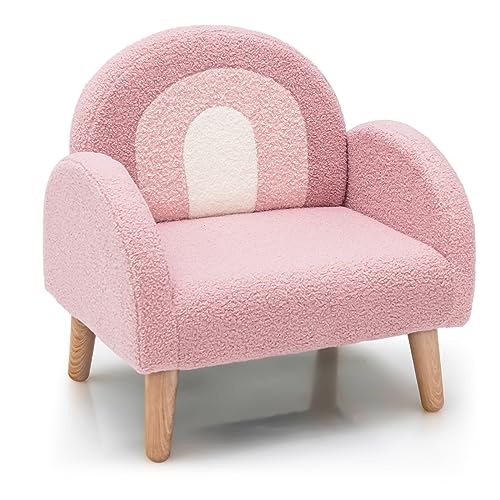 COSTWAY Kindersessel für Kleinkinder, Kindersofa gepolstert mit Rückenlehne, Kindercouch Kinderstuhl für Kinderzimmer, Spielzimmer & Kindergarten, 51 x 42 x 51cm (Rosa)
