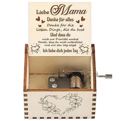 Blumuze Mama Geschenke, Holz Hand Kurbel Spieluhr Weihnachten Geburtstag Geschenke für Mama, Mama Geburtstagsgeschenk Muttertagsgeschenke,Sie sind Meine Sonnenschein Spieluhr für Mama Muttertag