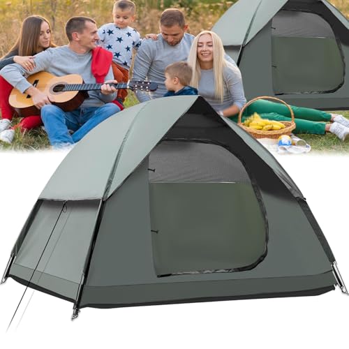 Camping Zelt 2-3 Personen Kuppelzelt Ultraleichte, Zelte Doppelschicht Wasserdicht & Winddicht, Familienzelt für Camping und Picknick, Einfach Aufzubauendes Outdoor-Zelt für Garten, Wanderausflug