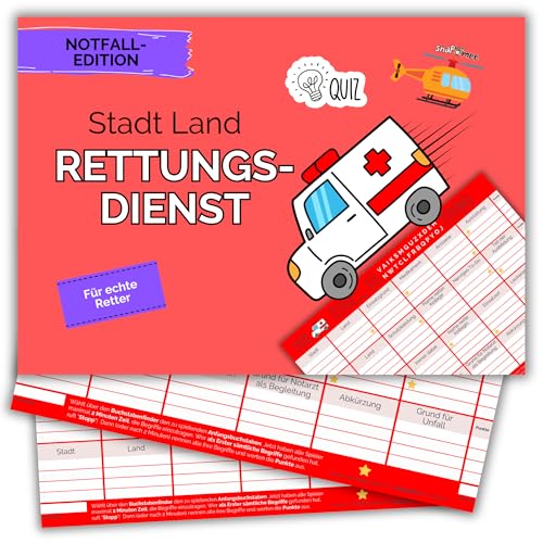 Stadt Land Rettungsdienst by snaPmee - Spiel & Geschenk für Notfall-Sanitäter, Rettungssanitäter, Notarzt, Rettungsassistent - 50 Blatt Din-A4