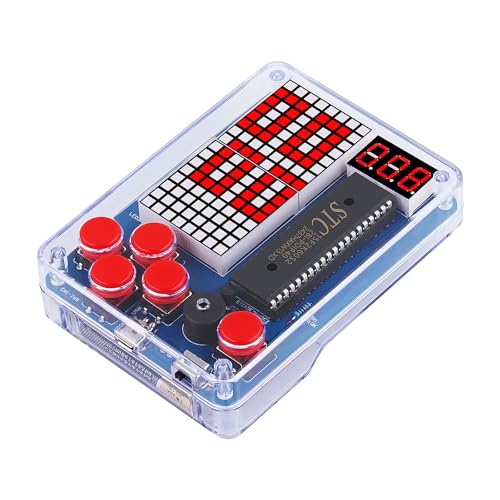 Henakmsl DIY Spielekonsole Löten Bausatz, Elektronik Baukasten DIY Elektronik Lötübungsset mit Acrylgehäuse Handheld Game Console Retro-Spielekonsolen für Löten Erwachsene Anfänger Löten Lernen Set