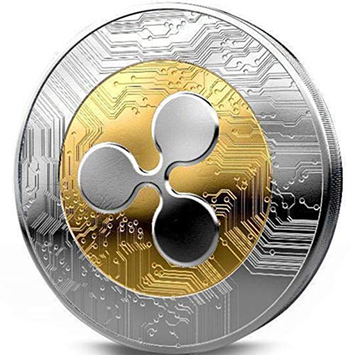 SMTHOME 1 Stück Ripple Coin XRP Crypto Gedenkmünzen zum Sammeln, zweifarbige Jubiläumsmünzen aus Gold und Silber mit Schachtel
