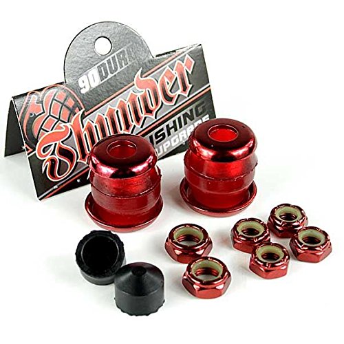 Thunder Ersatz-Bauset für Skateboard, 90 A-Lenkgummis/Unterlegscheiben/Achse und Muttern für Achsschenkelbolzen/Pivot Cups (Gegenlager), rot
