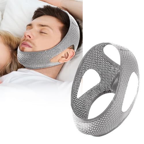 TOEECY 2 Stück Anti Schnarchen Kinnriemen Verstellbarer Schnarchstopper Anti Snoring Chin Strap Antischnarch Band Reduktion Snore Relief Kinnriemen Schnarchlösung für Entspannte Nächte (Grau)