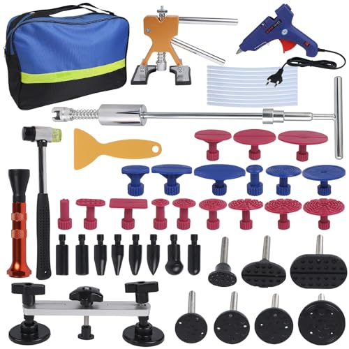 Auto-Ausbeulen-Reparatur-Set, Werkzeug-Set, lackfreies Dellenreparatur-Werkzeug-Set, 66-teiliges komplettes Set, Auto-Dellenentfernungswerkzeug mit goldfarbenem Dellenzieher, Heber, Brückenabzieher,
