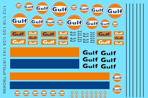 Generisch 1/12 1/18 1/20 1/24 1/32 1/43 1/87 Decals for Gulf Logo TB Decal TBD698