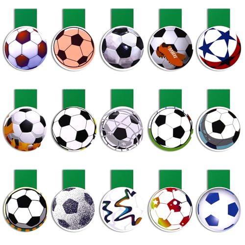 Smivyhp 15 Stück Fußball Magnetische Lesezeichen, Lesezeichen Kinder Magnet Lesezeichen Seite Marker für Jungen Mädchen Fussballfans Buchliebhaber Schüler Lehrer