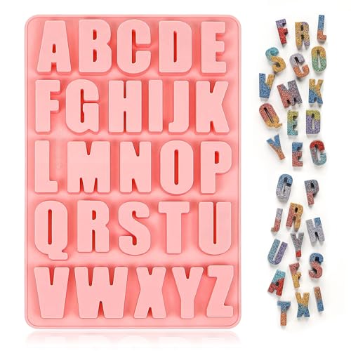 Silikonform Buchstaben, 26 Silikonformen Gießformen Buchstaben, A-Z Alphabet Silikonformen Gießformen，Letter Cake Backform für DIY-Formen, Kuchen, Backen, Schokolade, Eisbrocken, Fondant.